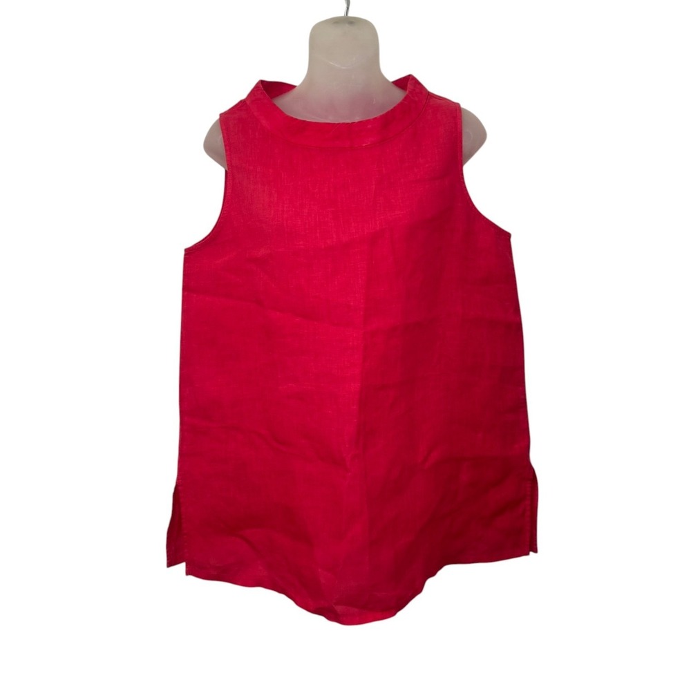 Eileen Fisher Fuchsia Organic Linen Shell Top Sleeveless Tunic Side Slits Size S - Picture 2 of 7